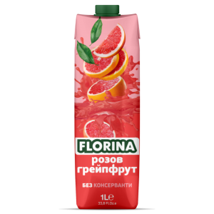 ФЛОРИНА ПЛОД.НАПИТКА 1Л РОЗОВ ГРЕЙПФРУТ 48пр/1174/