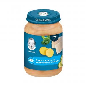 ГЕРБЕР ПЮРЕ 0.190 РИБА/КАРТ/ТИКВ/БРОКОЛИ