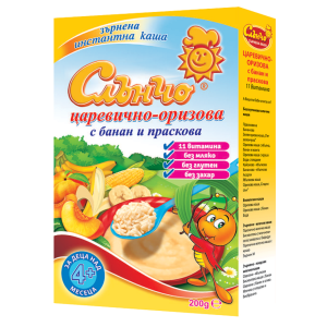 СЛЪНЧО КАША 0.200 БЕЗМЛЕЧНА Ц-ЦА/ОРИЗ/БАНАН/ПРАСК.