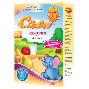 СЛЪНЧО КАША 0.200 МЛЕЧНА ПЛОДОВА АСОРТИ /0060/