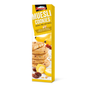 МЮСЛИ БИСКВИТИ БОРОВЕЦ С БАНАНОВ ЧИПС И СТАФИДИ 110гр