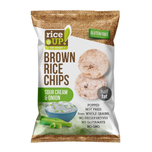 RICE UP ПЪЛНОЗЪРНЕСТ ОРИЗОВ ЧИПС СМЕТАНА И ЛУК 60G