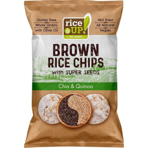 RICE UP ПЪЛНОЗЪРНЕСТ ОРИЗОВ ЧИПС ЧИА И КИНОА 60G