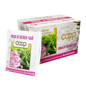 БИЛКОКООП ЧАЙ РОЗА И ЗЕЛЕН ЧАЙ ХАРТИЕНО ПЛИКЧЕ С КОНЕЦ /1140/