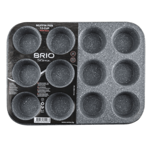 БРИО BLACK STONE-ФОРМА ЗА МЪФИНИ 12 БРОЯ, 35X26.5X3 СМ