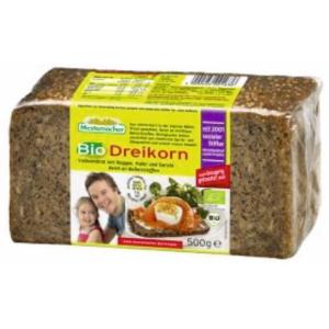 БИО ПЪЛНОЗЪРНЕСТ ХЛЯБ С ТРИ ВИДА ЗЪРНА 0.500