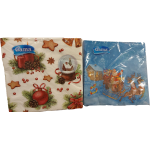 ГАМА САЛФЕТКИ КОЛЕДНИ 33/33 ТРИПЛАСТОВИ ЛУКС С ПЕЧАТ 20бр /0121/