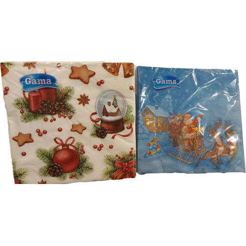 ГАМА САЛФЕТКИ КОЛЕДНИ 33/33 ТРИПЛАСТОВИ ЛУКС С ПЕЧАТ 20бр /0121/