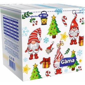 ГАМА САЛФЕТКИ КОЛЕДНИ 33/33 ЕДНОПЛАСТОВИ 100% ЦЕЛУЛОЗА С ПЕЧАТ 70бр /0732/