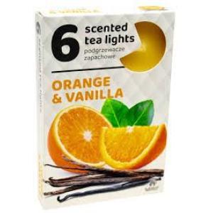 АРОМАТНИ ЧАЕНИ СВЕЩИ 6бр ПОРТОКАЛ И ВАНИЛИЯ 75гр