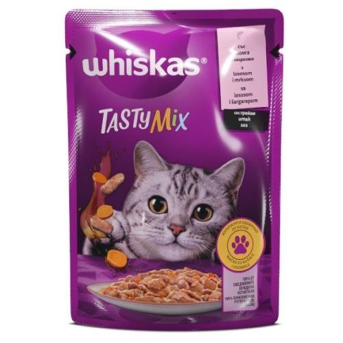 УИСКАС ПАУЧ 0.085 TASTY MIX СЬОМГА И МОРКОВИ