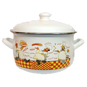 BRIO EMALICA-ТЕНДЖЕРА Ф20Х13СМ, ТУМБЕСТА, БЯЛ ЕМАЙЛ, ИНДУКЦИЯ, ПИЦА ШЕФ, 3.8Л