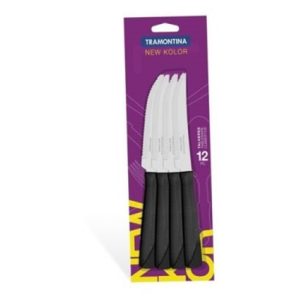 BRIO NEW KOLOR -КОМПЛЕКТ НОЖ ЗА СТЕК 12 БРОЯ-ЧЕРНА ДРЪЖКА