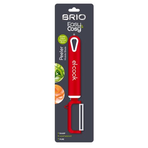 BRIO КАРТОФОБЕЛАЧКА С ПЛАСТМАСОВА ДРЪЖКА - ЧЕРВЕНА - ВЕРТИКАЛЕН НОЖ