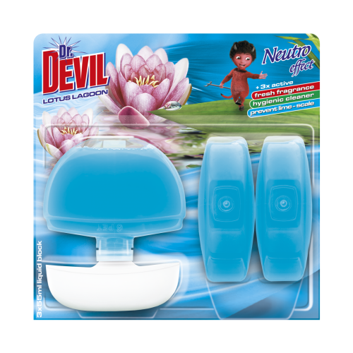 КОШНИЦА WC DR. DEVIL + 3БР  ПЪЛНИТЕЛ 3х55МЛ NE LOTUS LAGOON