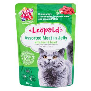 LEOPOLD ПАУЧ 0.100 С ГОВЕЖДО МЕСО В ЖЕЛЕ ЗА КОТКИ В ЗРЯЛА ВЪЗРАСТ