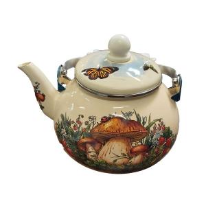 BRIO EMALIКA-ЕМАЙЛИРАН ЧАЙНИК-БЕЖОВ-2.5Л-ДЕКОР ГОРСКИ ГЪБИ-WJ-A01