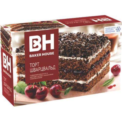 ПАНДИШПАНОВА ТОРТА BAKER HOUSE 0.350 С КРЕМ И ПЪЛНЕЖ ОТ ВИШНИ ШВАРЦВАЛД