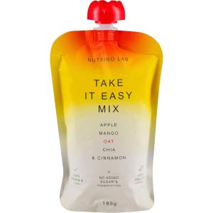 НУТРИНО ЛАБ Пюре микс от плодове Ябълка и Манго с овес, семена от чия и канела 180 гр.