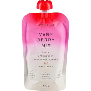 НУТРИНО ЛАБ Пюре микс от плодове Ябълка, Ягода, Малина, Банан, Овес и Ленено семе 180 гр.