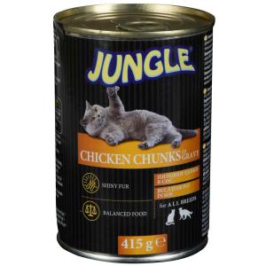 ДЖАНГЪЛ КОТЕШКА ХРАНА ХАПКИ - ПИЛЕ 415ГР КОНСЕРВА