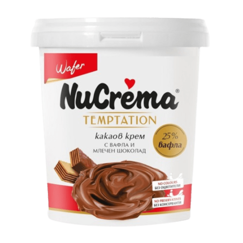 НУКРЕМА TEMPTATION КАКАОВ КРЕМ С ВАФЛА И МЛЕЧЕН ШОКОЛАД 0.400 WAFER