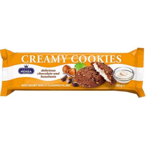 МЕРБА БИСКВИТИ С ТЪМЕН ШОКОЛАД И ВАНИЛОВ КРЕМ 0.160 МЕРБА БИСКВИТИ С ТЪМЕН ШОКОЛАД И ВАНИЛОВ КРЕМ 0.160