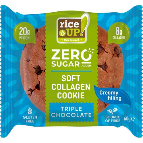 RICEUP ZERO SUGAR COLLAGEN COOKIE ТРОЕН ШОКОЛАД С ПЪЛНЕЖ 60G