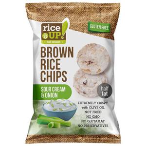 RICE UP ПЪЛНОЗЪРНЕСТ ОРИЗОВ ЧИПС ЛУК И СМЕТАНА 120G