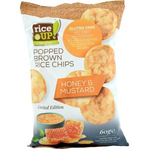RICE UP ПЪЛНОЗЪРНЕСТ ОРИЗОВ ЧИПС МЕД И ГОРЧИЦА 60G