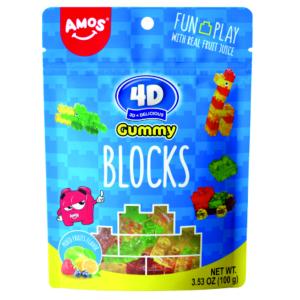 ЖЕЛИРАНИ Б-НИ AMOS 4D FRUIT GUMMY BLOCKS 72Г