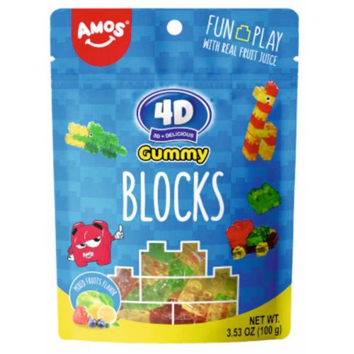 ЖЕЛИРАНИ Б-НИ AMOS 4D FRUIT GUMMY BLOCKS 72Г