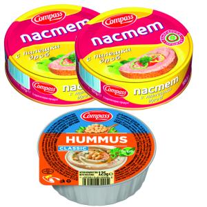 ПП КОМПАС ПАСТЕТ ПИЛ. ДРОБ 0.180 2бр+ХУМУС КЛАСИК 0.125