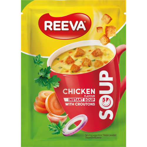 РЕЕВА ИНСТАНТНА СУПА 0.017 С ВКУС НА ПИЛЕ И С КРУТОНИ
