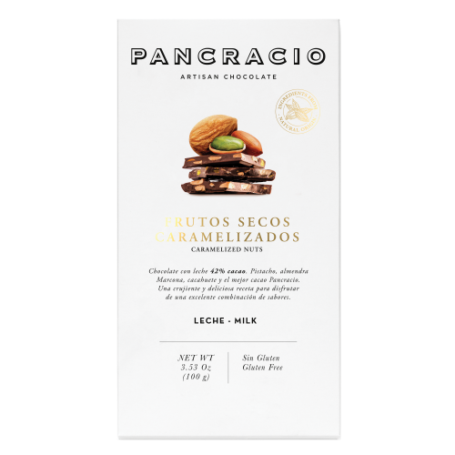 Ш-Д БЕЗ ГЛУТЕН PANCRACIO 0.100 CARAMELIZED NUT - MILK CHOCOLATE