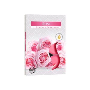 АРОМАТНИ ЧАЕНИ СВЕЩИ 6бр РОЗА 75гр