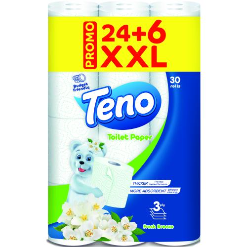 ТОАЛЕТНА ХАРТИЯ TENO 24+6 ЗЕЛЕНА /7224/