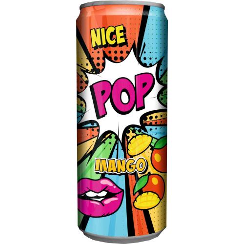 ГАЗИРАНА БЕЗАЛКОХОЛНА НАПИТКА NICE 0.330 СЪС СОК ОТ МАНГО