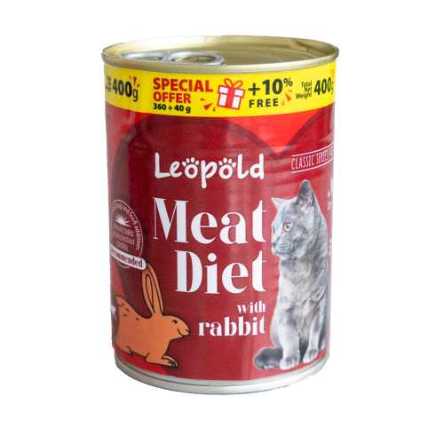 LEOPOLD КОНСЕРВА 0.400 ЗА КОТКИ В ЗРЯЛА ВЪЗРАСТ СЪС ЗАЕШКО