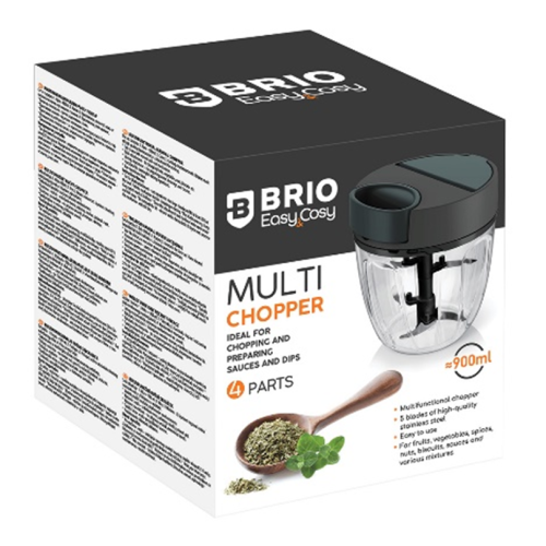 БРИО - EASY AND COSY-РЪЧЕН ЧОПЪР-5 НОЖА, 900МЛ, Ф12.5Х14СМ, ЧЕРНО/БЯЛ КАПАК - A603-C