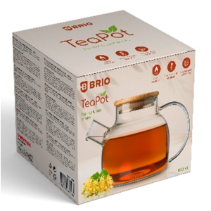 БРИО - СТЪКЛЕН ЧАЙНИК С БАМБУКОВ КАПАК, 1 Л, 20.5X13.5X13.2CM