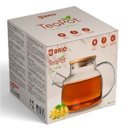 БРИО - СТЪКЛЕН ЧАЙНИК С БАМБУКОВ КАПАК, 1 Л, 20.5X13.5X13.2CM