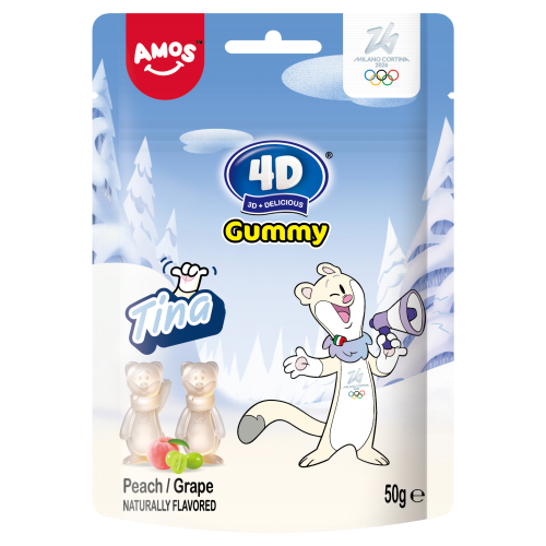 ЖЕЛИРАНИ Б-НИ AMOS 4D GUMMY TINA ПРАСКОВА И ГРОЗДЕ 50ГР
