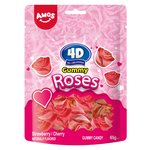 ЖЕЛИРАНИ Б-НИ AMOS 4D GUMMY ROSES ЯГОДА И ЧЕРЕША 65ГР