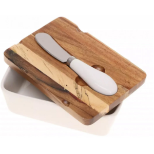 КУТИЯ ЗА МАСЛО 14,5 Х 14,5 Х 6 СМ С НОЖ ПОРЦЕЛАН /АКАЦИЯ K KASSEL 93556