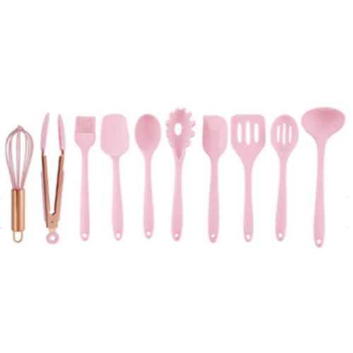 ПРИБОРИ XJ- 09C003C-1-10PC СИЛИКОНОВ КОМПЛЕКТ ЗА ГОТВЕНЕ 10 ЧАСТИ РОЗОВ HR XJ-09C003C-1