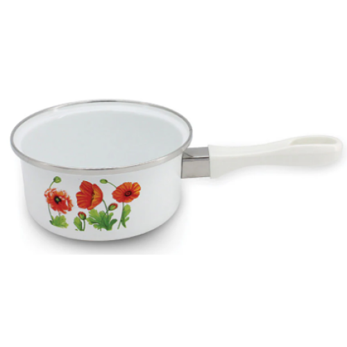 КАСЕРОЛА 14*7СМ. БЯЛ С ЦВЕТЯ, ЕМАЙЛ SP 4521 I14