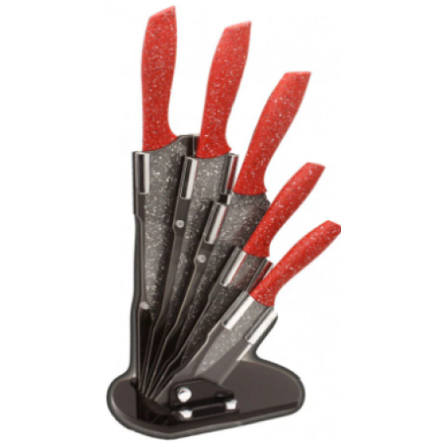 НОЖ 5БР.+ПОСТАВКА МРАМ.ЧЕРВЕНО ZP 1633 ES5AS