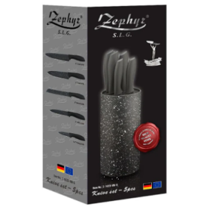 НОЖ 5БР.+ПОСТАВКА МРАМ.ПОКР./ЧЕРЕН ZP 1633 VM6