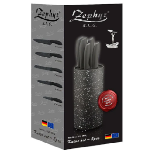 НОЖ 5БР.+ПОСТАВКА МРАМ.ПОКР./ЧЕРЕН ZP 1633 VM6